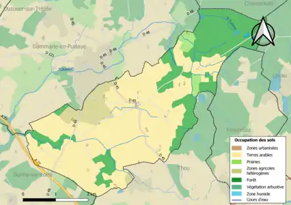 Carte des infrastructures et de l'occupation des sols en 2018 (CLC) de la commune en 2018.