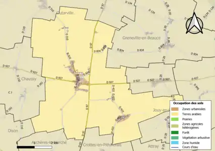 Carte des infrastructures et de l'occupation des sols en 2018 (CLC) de la commune en 2018.