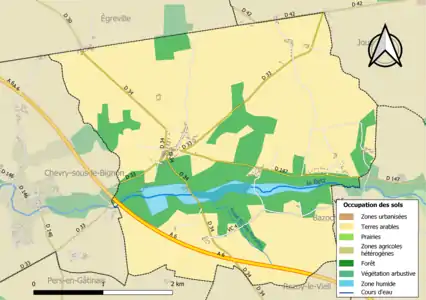 Carte des infrastructures et de l'occupation des sols en 2018 (CLC) de la commune en 2018.