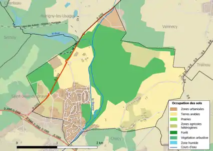 Carte des infrastructures et de l'occupation des sols en 2018 (CLC) de la commune en 2018.