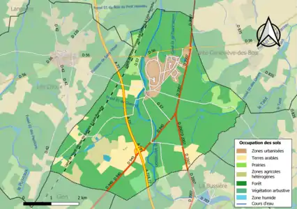 Carte des infrastructures et de l'occupation des sols  de la commune en 2018 (CLC).