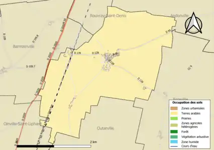 Carte des infrastructures et de l'occupation des sols en 2018 (CLC) de la commune en 2018.