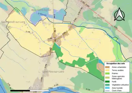 Carte des infrastructures et de l'occupation des sols en 2018 (CLC) de la commune en 2018.