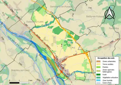 Carte des infrastructures et de l'occupation des sols en 2018 (CLC) de la commune en 2018.