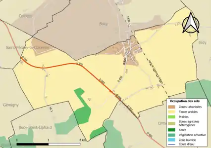 Carte des infrastructures et de l'occupation des sols de la commune en 2018 (CLC).