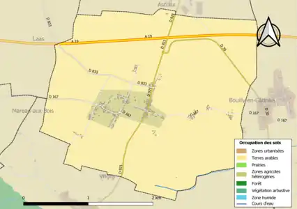 Carte des infrastructures et de l'occupation des sols de la commune en 2018 (CLC).