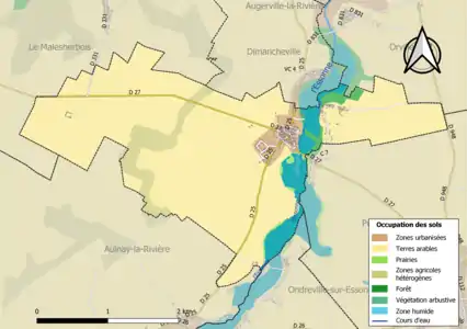 Carte des infrastructures et de l'occupation des sols de la commune en 2018 (CLC).