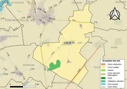 Carte des infrastructures et de l'occupation des sols de la commune en 2018 (CLC).