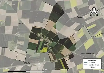 Carte orthophotographique de la commune en 2016.