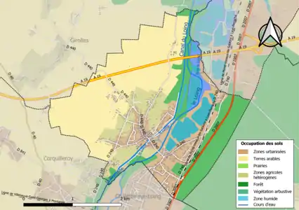 Carte des infrastructures et de l'occupation des sols de la commune en 2018 (CLC).