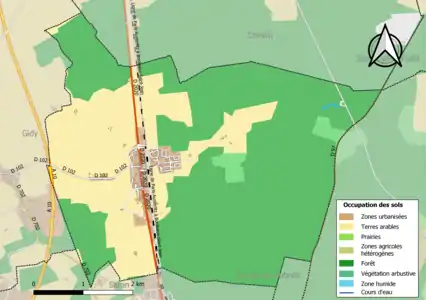 Carte des infrastructures et de l'occupation des sols de la commune en 2018 (CLC).