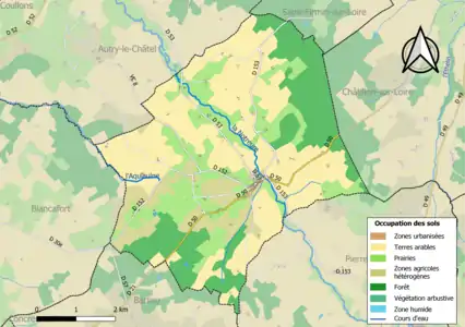 Carte des infrastructures et de l'occupation des sols de la commune en 2018 (CLC).