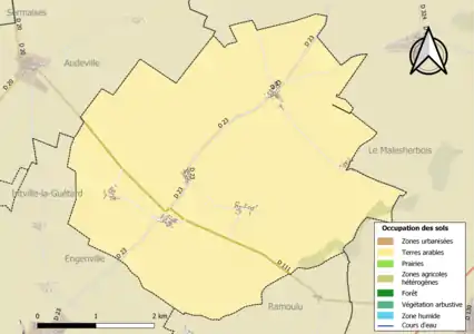 Carte des infrastructures et de l'occupation des sols de la commune en 2018 (CLC).