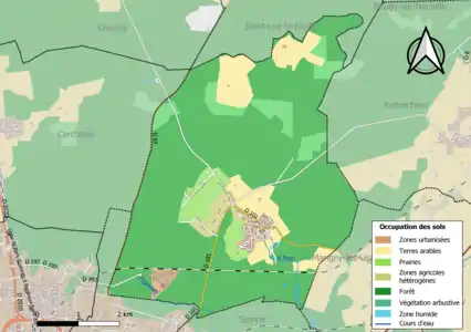 Carte des infrastructures et de l'occupation des sols de la commune en 2018 (CLC).