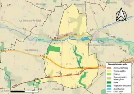 Carte des infrastructures et de l'occupation des sols de la commune en 2018 (CLC).