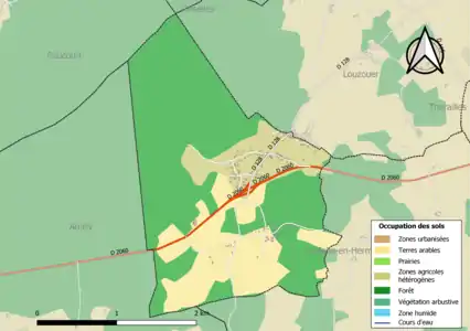 Carte des infrastructures et de l'occupation des sols de la commune en 2018 (CLC).