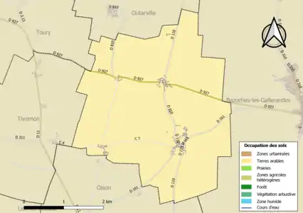 Carte des infrastructures et de l'occupation des sols de la commune en 2018 (CLC).