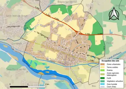 Carte des infrastructures et de l'occupation des sols de la commune en 2018 (CLC).