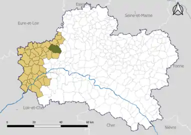 Chevilly dans le Pôle d'équilibre territorial et rural (PETR) Loire Beauce en 2020.