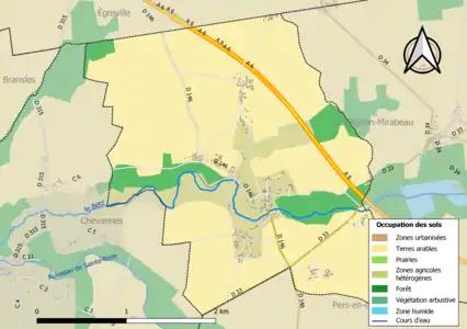 Carte des infrastructures et de l'occupation des sols de la commune en 2018 (CLC).