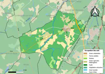 Carte des infrastructures et de l'occupation des sols de la commune en 2018 (CLC).