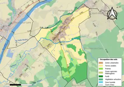 Carte des infrastructures et de l'occupation des sols de la commune en 2018 (CLC).