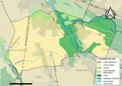 Carte des infrastructures et de l'occupation des sols de la commune en 2018 (CLC).