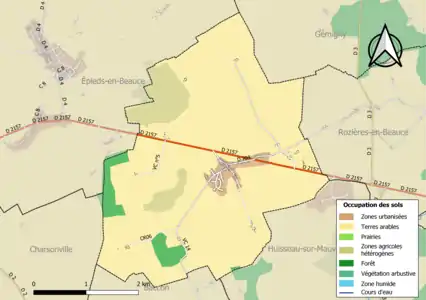 Carte des infrastructures et de l'occupation des sols de la commune en 2018 (CLC).