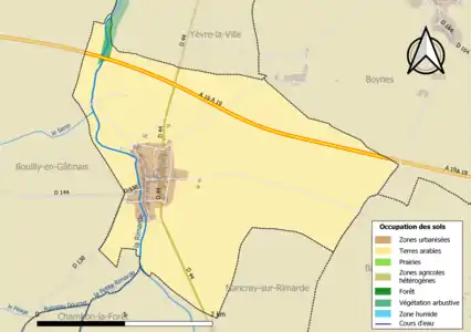 Carte des infrastructures et de l'occupation des sols de la commune en 2018 (CLC).