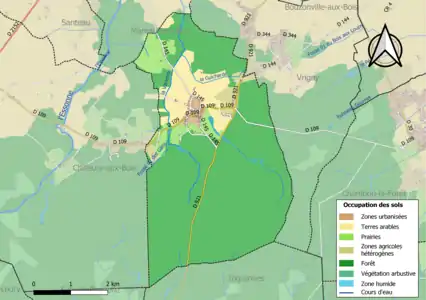 Carte des infrastructures et de l'occupation des sols de la commune en 2018 (CLC).