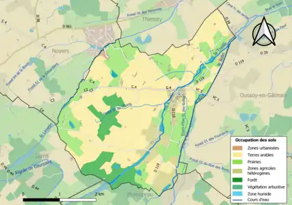 Carte des infrastructures et de l'occupation des sols de la commune en 2018 (CLC).