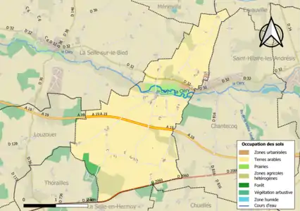 Carte des infrastructures et de l'occupation des sols de la commune en 2018 (CLC).