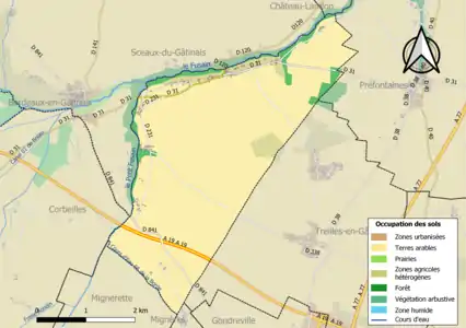 Carte des infrastructures et de l'occupation des sols de la commune en 2018 (CLC).