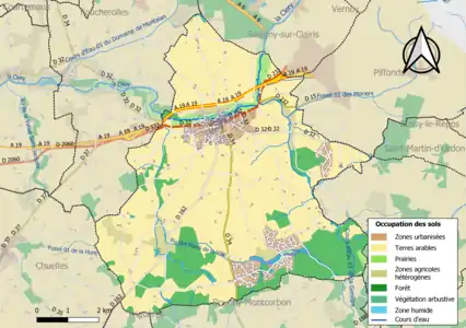 Carte des infrastructures et de l'occupation des sols de la commune en 2018 (CLC).