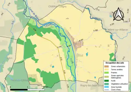 Carte des infrastructures et de l'occupation des sols de la commune en 2018 (CLC).