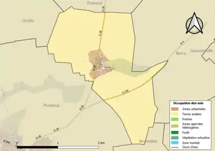 Carte des infrastructures et de l'occupation des sols de la commune en 2018 (CLC).