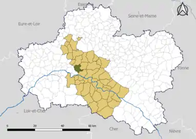 Donnery dans le Pôle d'équilibre territorial et rural (PETR) Forêt d'Orléans-Loire-Sologne en 2020.
