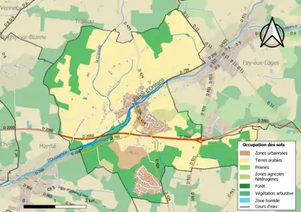 Carte des infrastructures et de l'occupation des sols de la commune en 2018 (CLC).