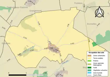 Carte des infrastructures et de l'occupation des sols de la commune en 2018 (CLC).