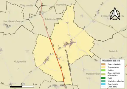 Carte des infrastructures et de l'occupation des sols de la commune en 2018 (CLC).