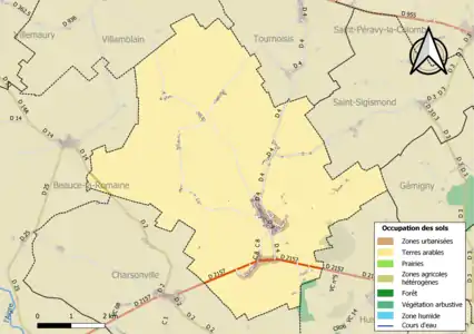 Carte des infrastructures et de l'occupation des sols de la commune en 2018 (CLC).