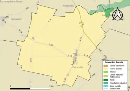 Carte des infrastructures et de l'occupation des sols de la commune en 2018 (CLC).