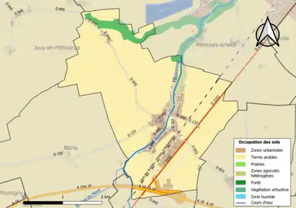 Carte des infrastructures et de l'occupation des sols de la commune en 2018 (CLC).