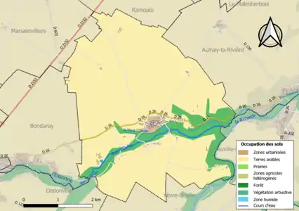 Carte des infrastructures et de l'occupation des sols de la commune en 2018 (CLC).