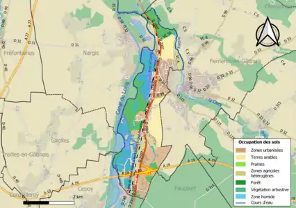 Carte des infrastructures et de l'occupation des sols de la commune en 2018 (CLC).