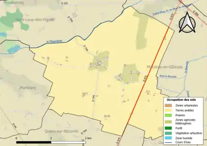 Carte des infrastructures et de l'occupation des sols de la commune en 2018 (CLC).