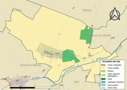 Carte des infrastructures et de l'occupation des sols de la commune en 2018 (CLC).