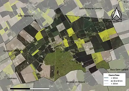 Carte orthophotographique de la commune en 2016.