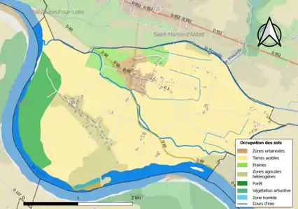 Carte des infrastructures et de l'occupation des sols de la commune en 2018 (CLC).