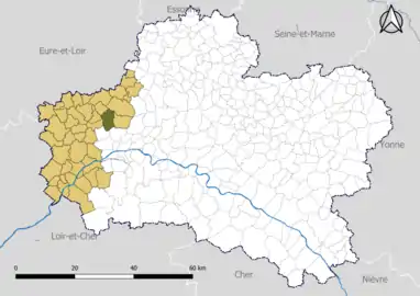 Gidy dans le Pôle d'équilibre territorial et rural (PETR) Loire Beauce en 2020.